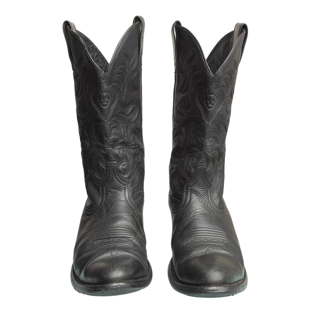 Men's Black Leather Ariat Heritage R Toe Western Cowboy Boots 34770 - 9EE - Picture 2 of 15